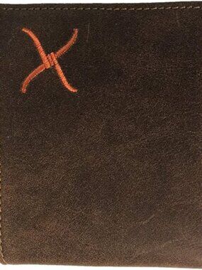 Twisted X  Mens Distressed Leather Bifold Wallet (Brown/Orange)   New with Tags